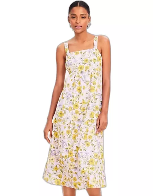 Loft Floral Embroidered Strappy Midi Dres