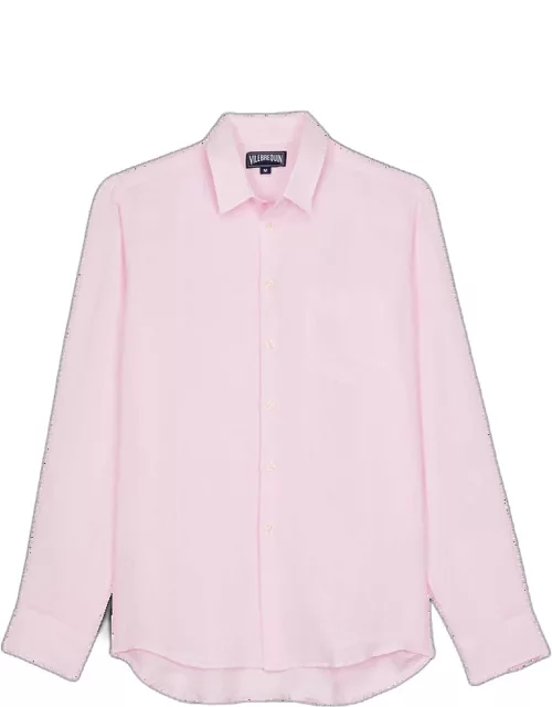 Men Linen Shirt Solid - Shirt - Caroubis - Pink