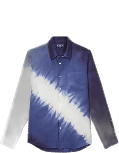 Men Linen Shirt Tie & Dye - Shirt - Caroubis - Blue