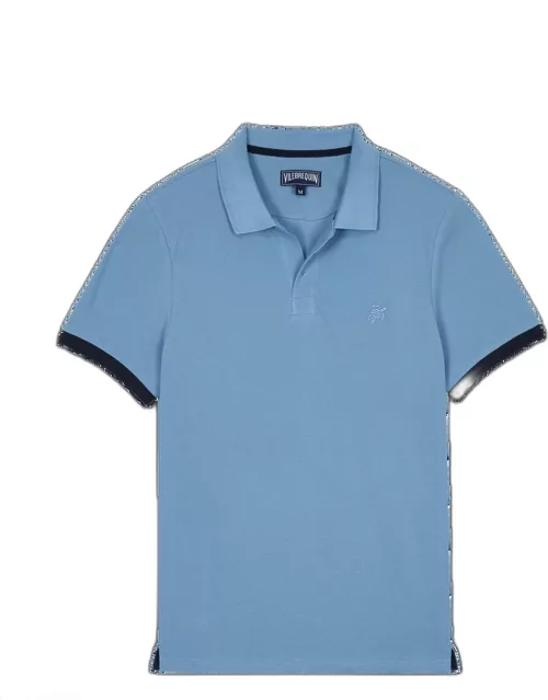 Men Cotton Pique Polo Shirt Solid - Polo - Palan - Blue