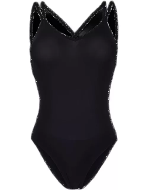 Women One-piece Swimsuit Second Skin Effect - Swimming Trunk - File - Black
