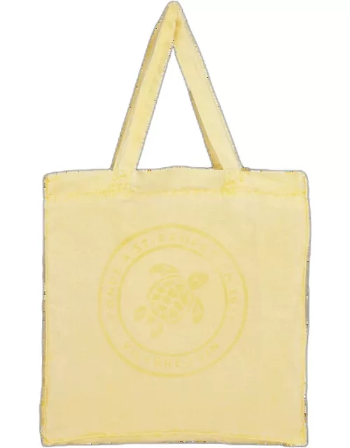 Linen Turtle Unisex Tote Bag Mineral Dye - Beach Bag - Babel - Yellow