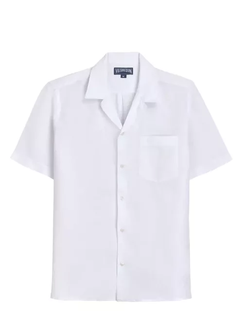 Men Bowling Linen Shirt Solid - Shirt - Charli - White
