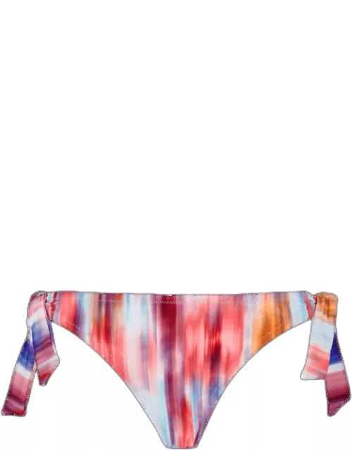 Women Side Tie Bikini Bottom Ikat Flowers - Swimming Trunk - Flamme - Multi