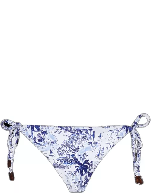 Women Side Tie Bikini Bottom Riviera - Swimming Trunk - Flore - Blue