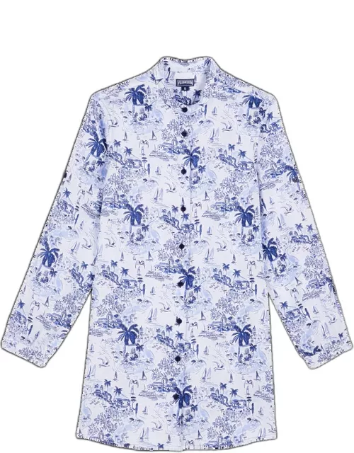 Women Linen Shirt Dress Riviera - Shirt Dress - Franche - Blue