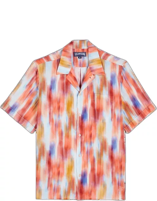 Men Linen Bowling Shirt Ikat Flowers - Shirt - Charli - Multi