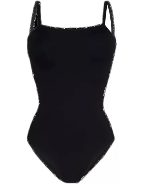 Women Crossed Back Straps One-piece Swimsuit Solid - Swimming Trunk - Laure - Black