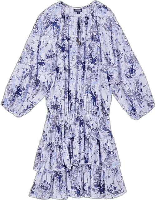 Women Ruffles Cotton Dress Riviera - Dress - Lauriane - Blue