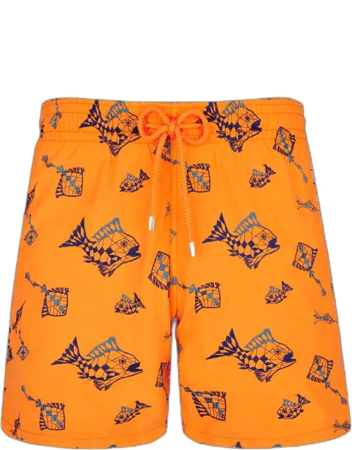 Men Swim Trunks Embroidered Vatel - Limited Edition - Swimming Trunk - Mistral - Orange