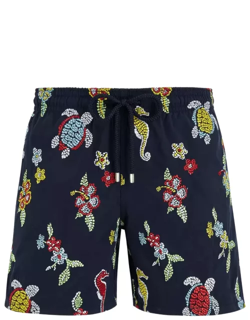 Men Swim Trunks Embroidered Mosaïque - Limited Edition - Swimming Trunk - Mistral - Blue