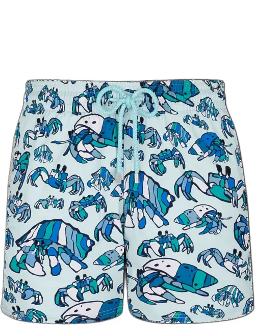 Men Stretch Short Swim Trunks Hermit Crabs - Swimming Trunk - Moorise - Blue