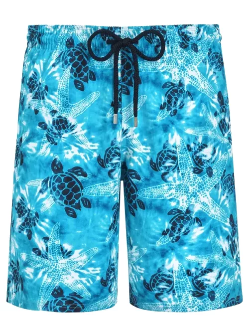 Men Long Swim Trunks Starlettes And Turtles Tie And Dye - Swimming Trunk - Okorise - Blue