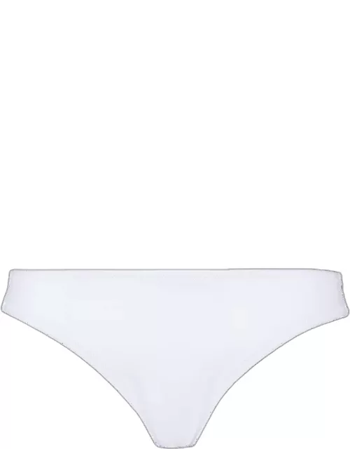 Women Midi Brief Bikini Bottom Solid - Swimming Trunk - Frise - White