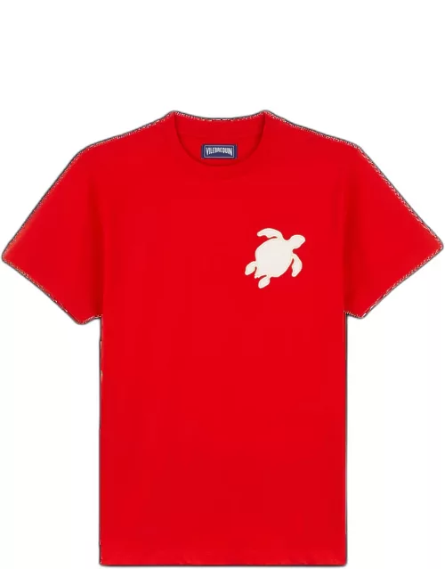 Men Cotton T-shirt Turtle Patch - Tee Shirt - Portisol - Red