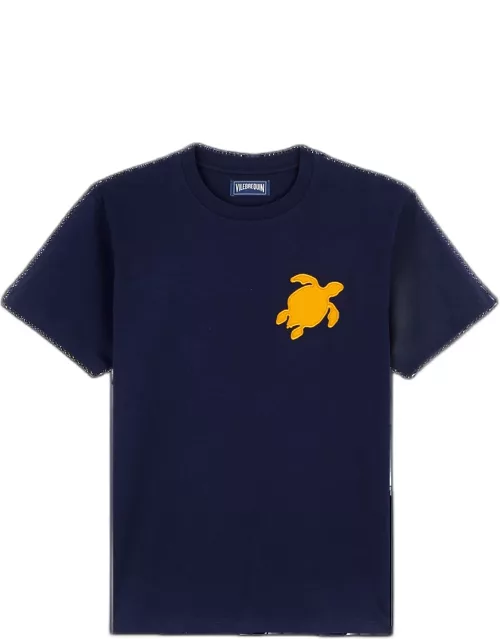 Men Cotton T-shirt Turtle Patch - Tee Shirt - Portisol - Blue