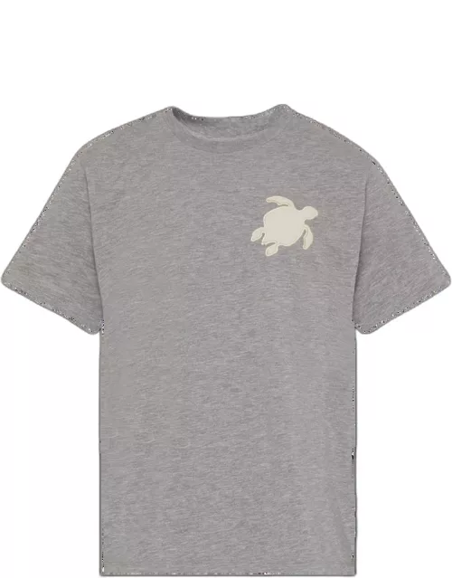 Men Cotton T-shirt Turtle Patch - Tee Shirt - Portisol - Grey
