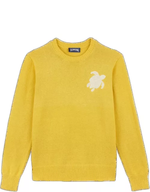 Men Cotton And Cashmere Crewneck Sweater Turtle - Pullover - Rayol - Yellow