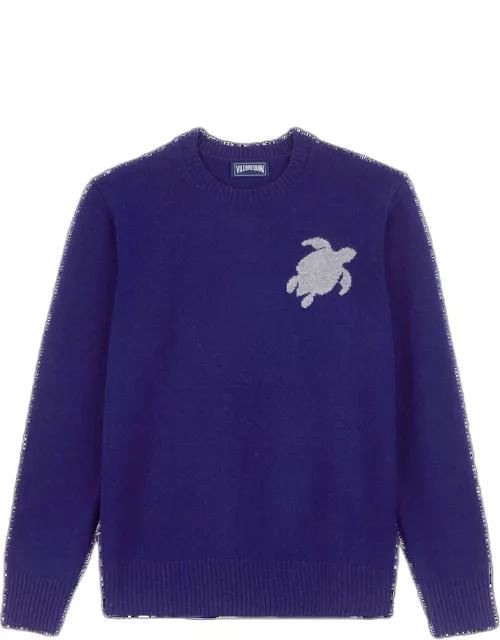 Men Wool And Cashmere Crewneck Sweater Turtle - Pullover - Rayol - Blue