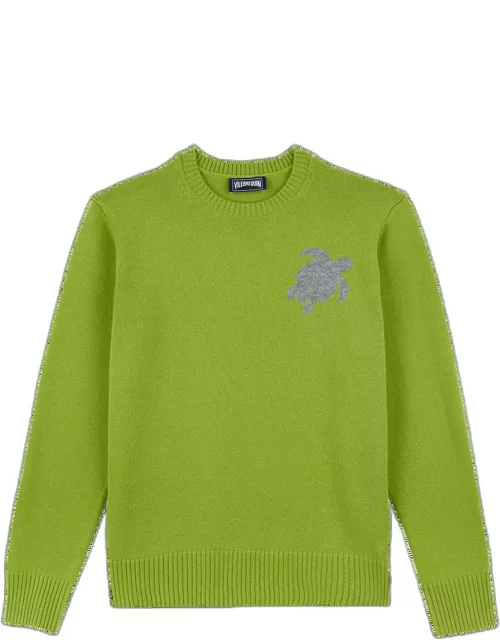 Men Wool And Cashmere Crewneck Sweater Turtle - Pullover - Rayol - Green