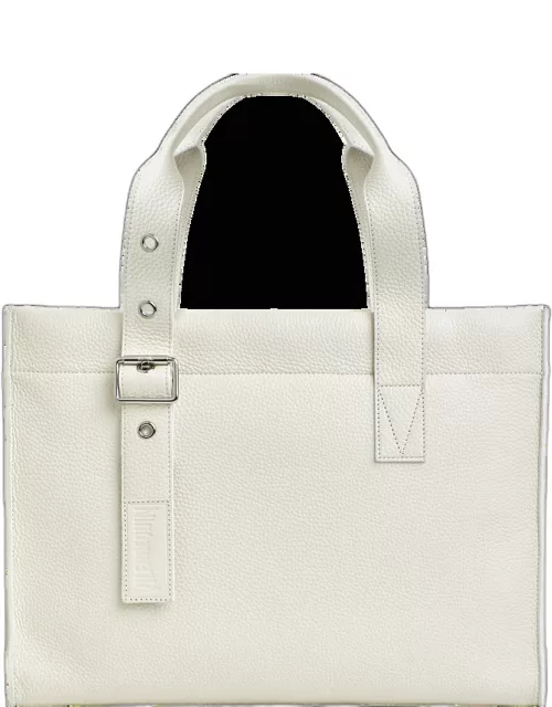 Medium Leather Bag - Beach Bag - Bagmu - White