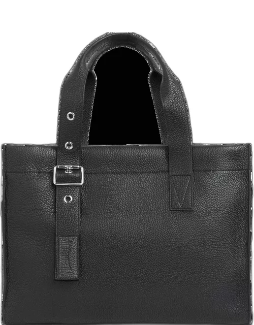 Medium Leather Bag - Beach Bag - Bagmu - Black