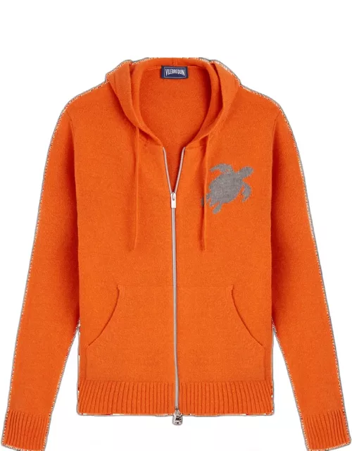 Men Cashmere Wool Full Zip Cardigan - Pullover - Mimosas - Orange