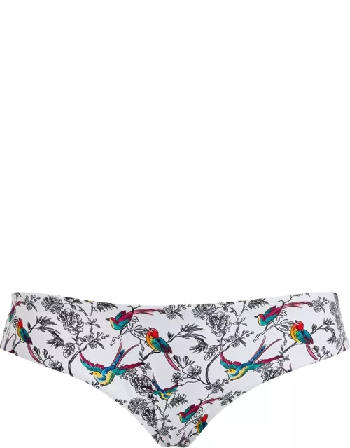 Women Full Bikini Bottom Rainbow Birds - Swimming Trunk - Frisbee - White