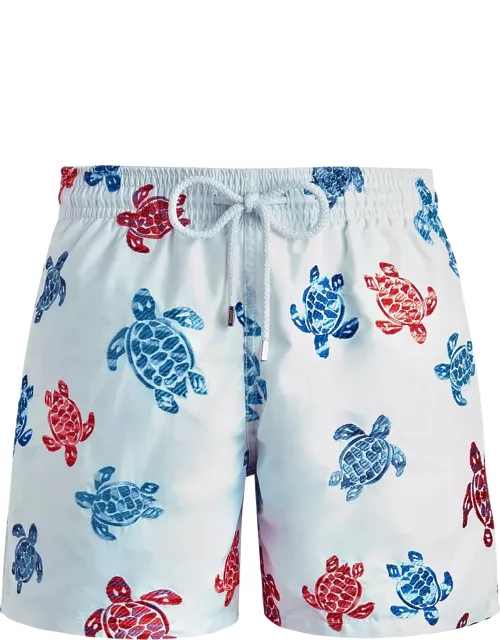 Men Swim Shorts Embroidered Tortue Multicolore - Limited Edition - Swimming Trunk - Mistral - White