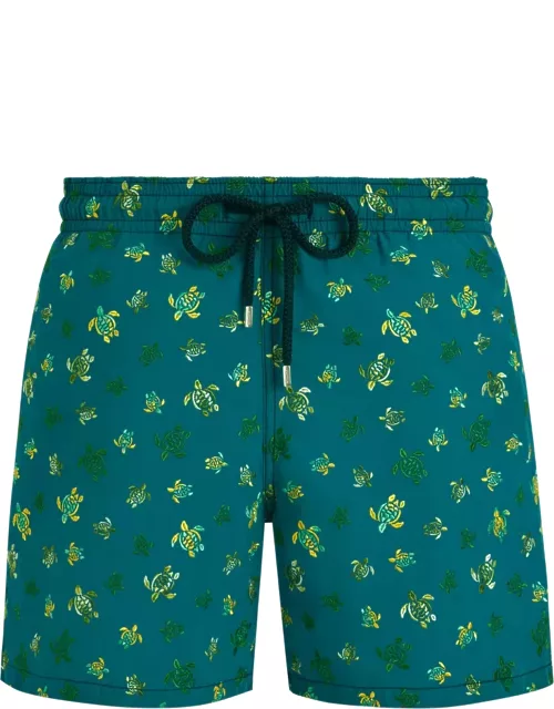 Men Swim Shorts Embroidered Ronde Des Tortues - Limited Edition - Swimming Trunk - Mistral - Green