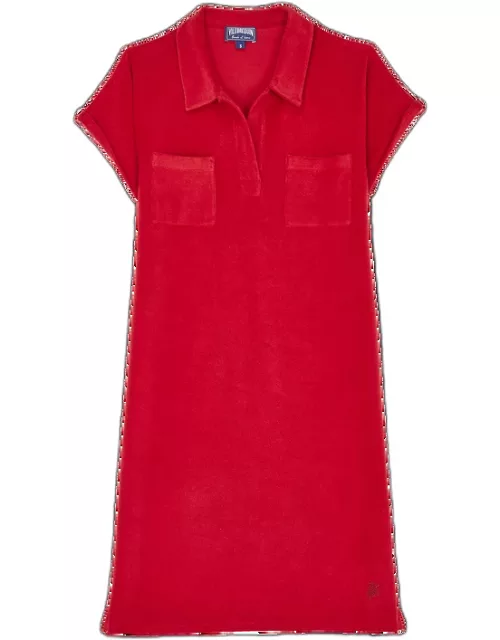 Women Terry Polo Dress Solid - Dress - Louve - Red