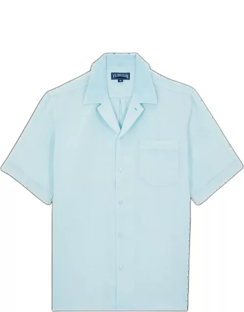 Men Bowling Linen Shirt Mineral Dye - Shirt - Charli - Blue
