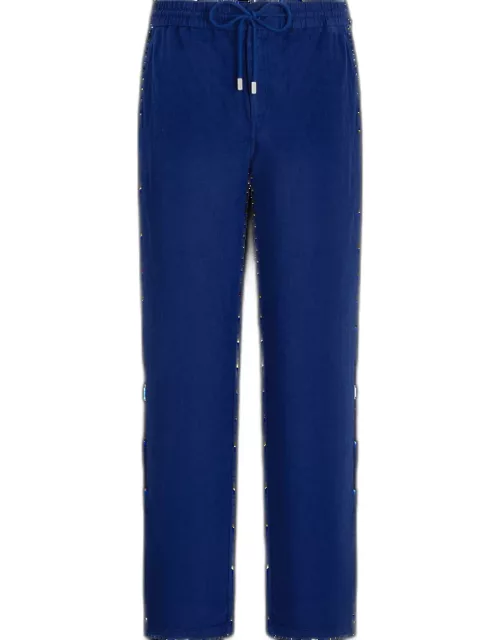 Men Linen Pants Solid - Pant - Parc - Blue