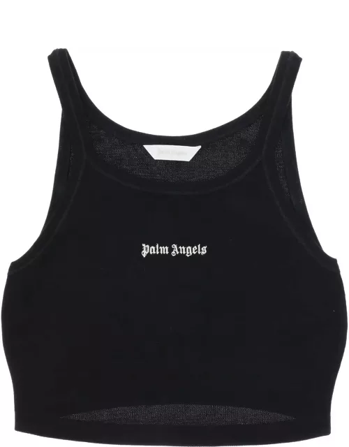 PALM ANGELS Embroidered logo crop top with