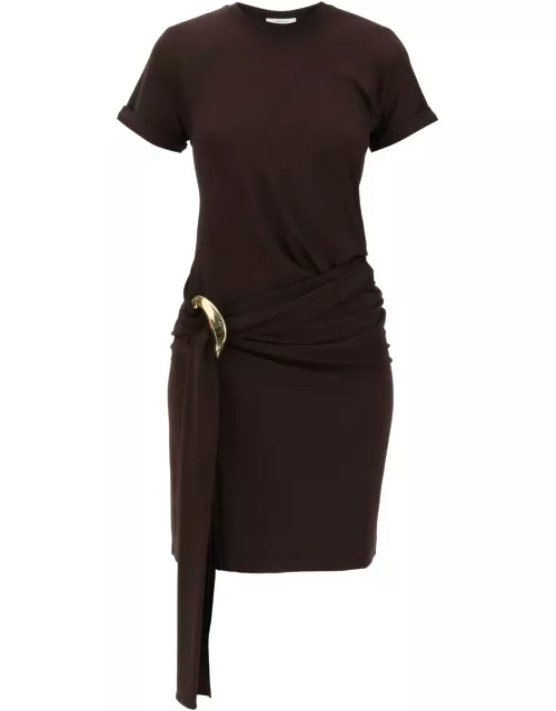 FERRAGAMO short dress with sash and metal ring accent