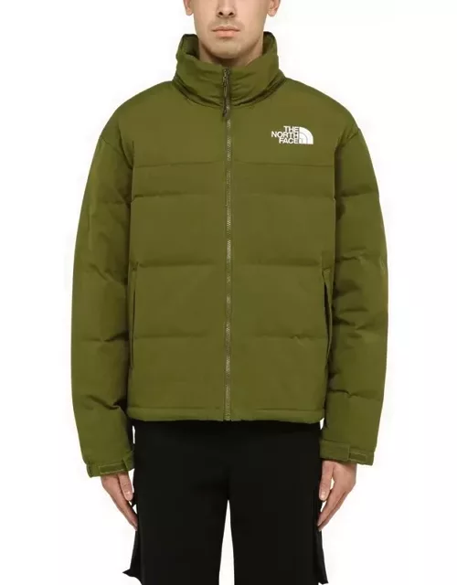 Forest green nylon down jacket with logo
