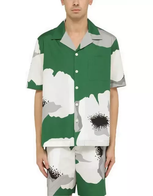 Emerald green/grey cotton Flower Portrait shirt