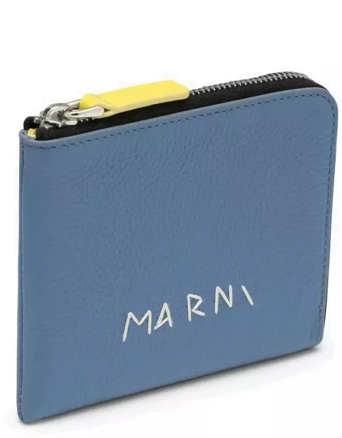 Light blue zipped wallet with logo