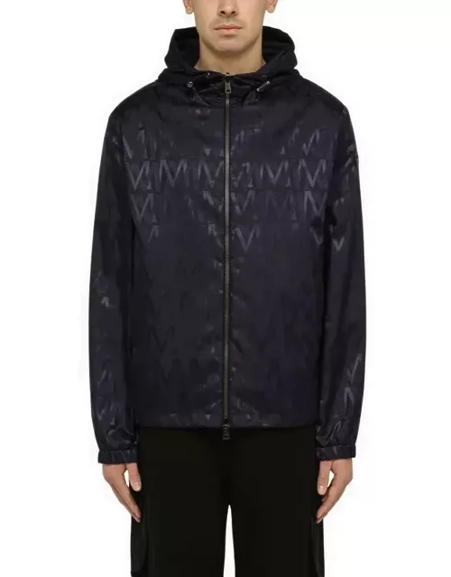 Lightweight reversible navy blue nylon jacket