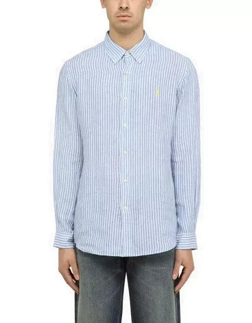 Custom fit blue/white linen Oxford shirt