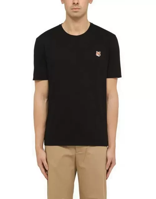 Black cotton T-shirt with logo patch