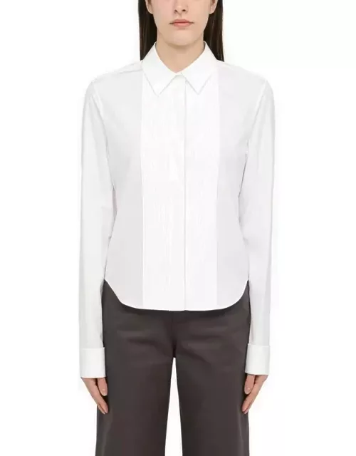 White pleated cotton shirt