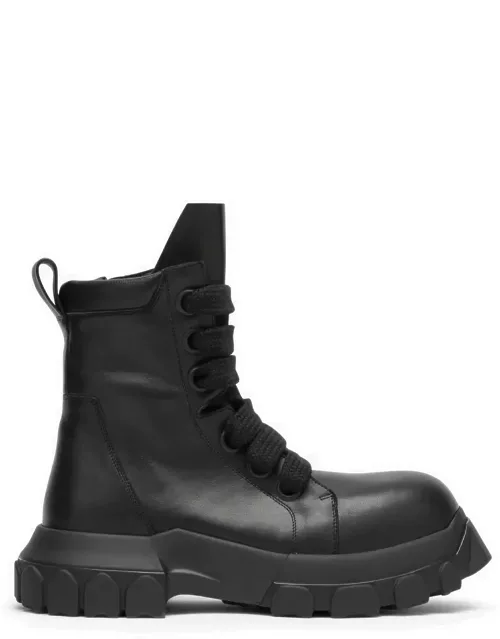 Black leather lace-up boot