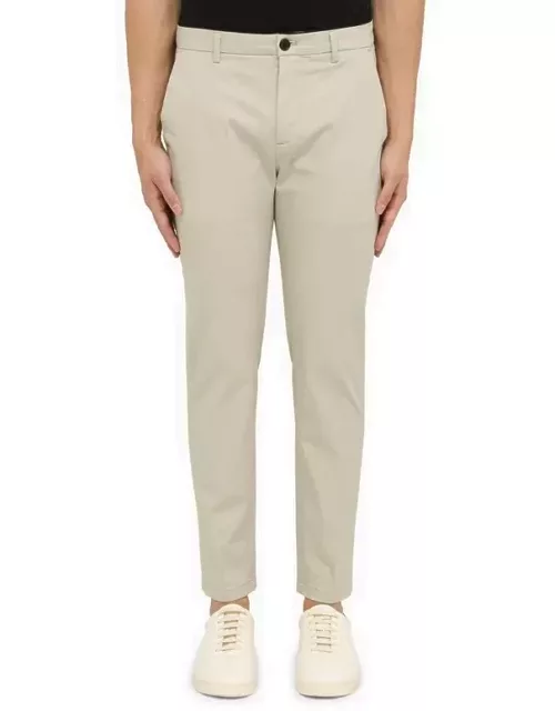 Regular stucco-coloured cotton trouser
