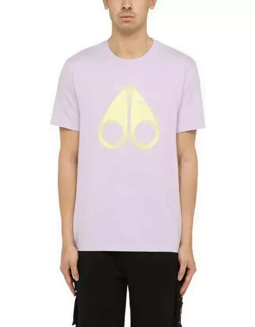 Orchid-coloured cotton T-shirt with logo print