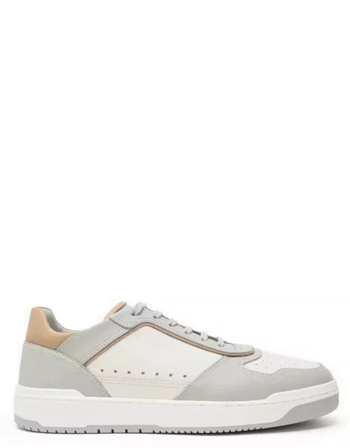 Low white and grey leather trainer