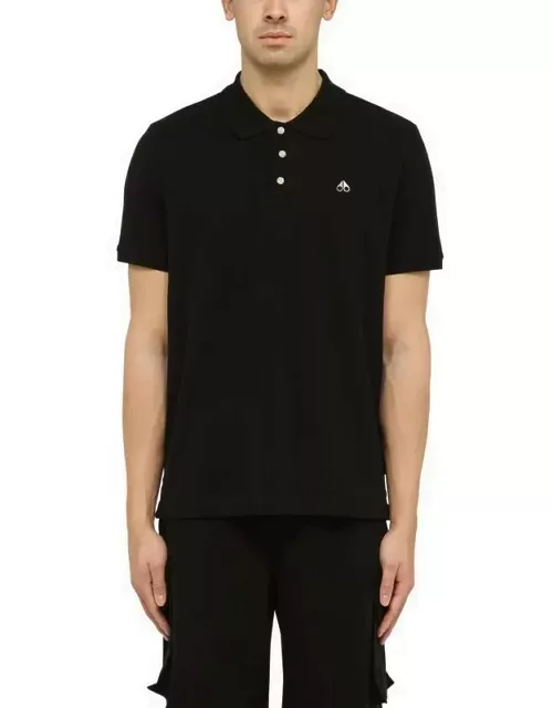 Classic black cotton polo shirt with logo