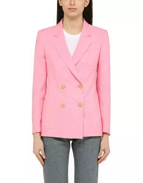 Pink viscose and silk double-breasted jacket