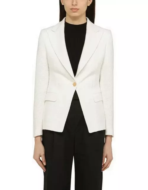 Single-breasted white linen-blend jacket