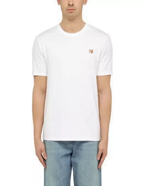 White cotton T-shirt with logo patch